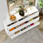 Buffet contemporain blanc 6 tiroirs, L 160 cm