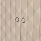 Bahut 4 portes avec motifs convexes, poignées argentées