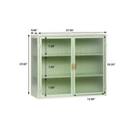 Meuble haut de porte en verre poli vert menthe, 2 portes 3 niveaux