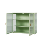 Meuble haut de porte en verre poli vert menthe, 2 portes 3 niveaux