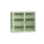Meuble haut de porte en verre poli vert menthe, 2 portes 3 niveaux