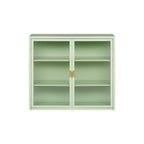 Meuble haut de porte en verre poli vert menthe, 2 portes 3 niveaux
