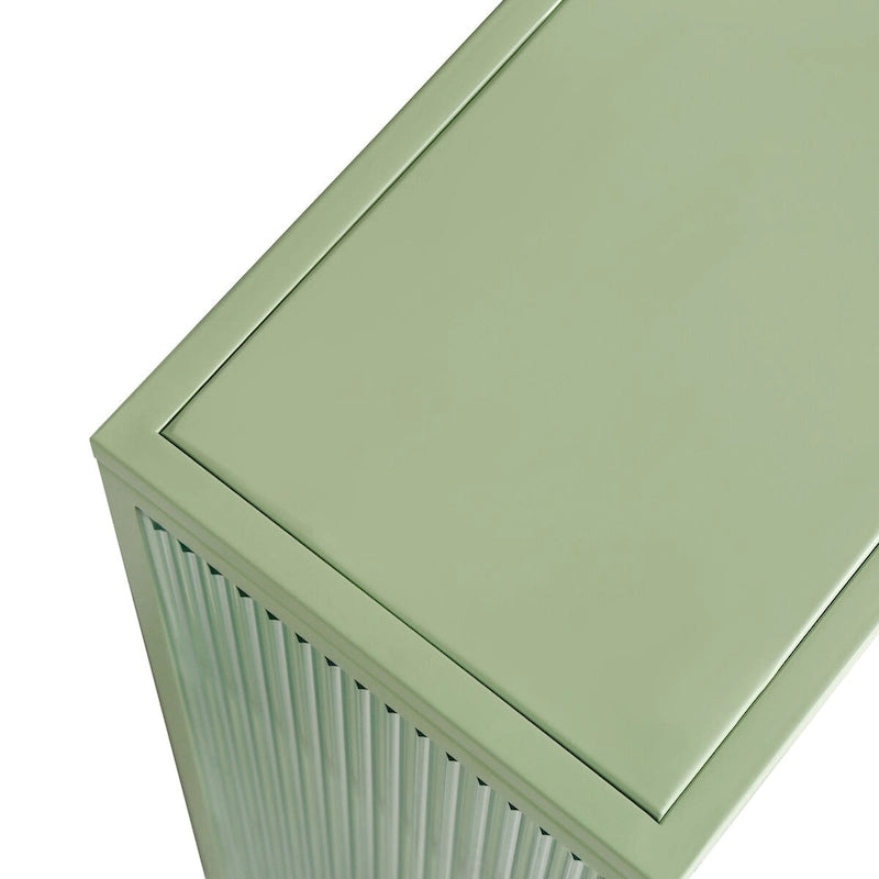 Meuble haut de porte en verre poli vert menthe, 2 portes 3 niveaux