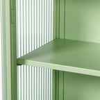 Meuble haut de porte en verre poli vert menthe, 2 portes 3 niveaux