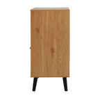 Buffet en bois naturel/gris pour 1 personne avec 3 tiroirs, étagère réglable et porte