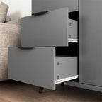 Buffet en bois naturel/gris pour 1 personne avec 3 tiroirs, étagère réglable et porte