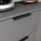 Buffet en bois naturel/gris pour 1 personne avec 3 tiroirs, étagère réglable et porte