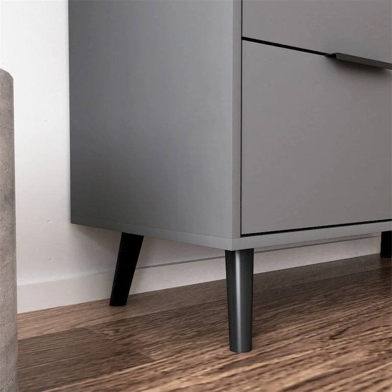 Buffet en bois naturel/gris pour 1 personne avec 3 tiroirs, étagère réglable et porte