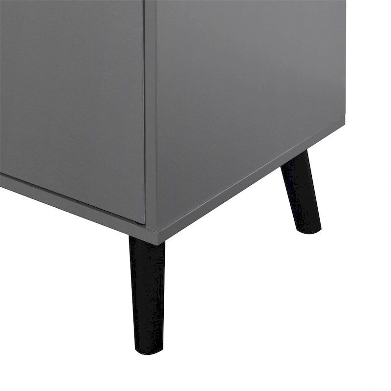 Buffet en bois naturel/gris pour 1 personne avec 3 tiroirs, étagère réglable et porte