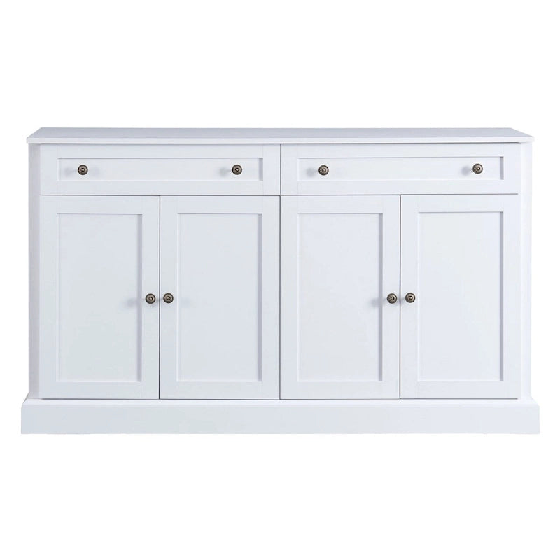 Buffet blanc moderne avec étagères réglables, plateau en MDF, 1 personne