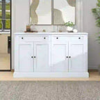 Buffet blanc moderne avec étagères réglables, plateau en MDF, 1 personne