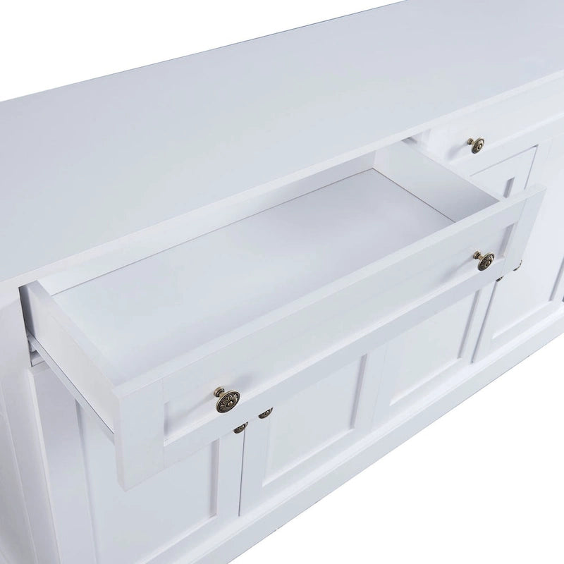 Buffet blanc moderne avec étagères réglables, plateau en MDF, 1 personne