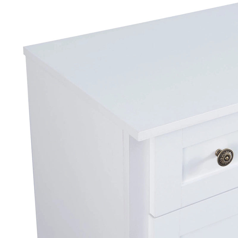 Buffet blanc moderne avec étagères réglables, plateau en MDF, 1 personne