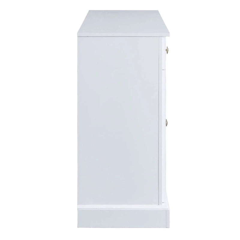 Buffet blanc moderne avec étagères réglables, plateau en MDF, 1 personne