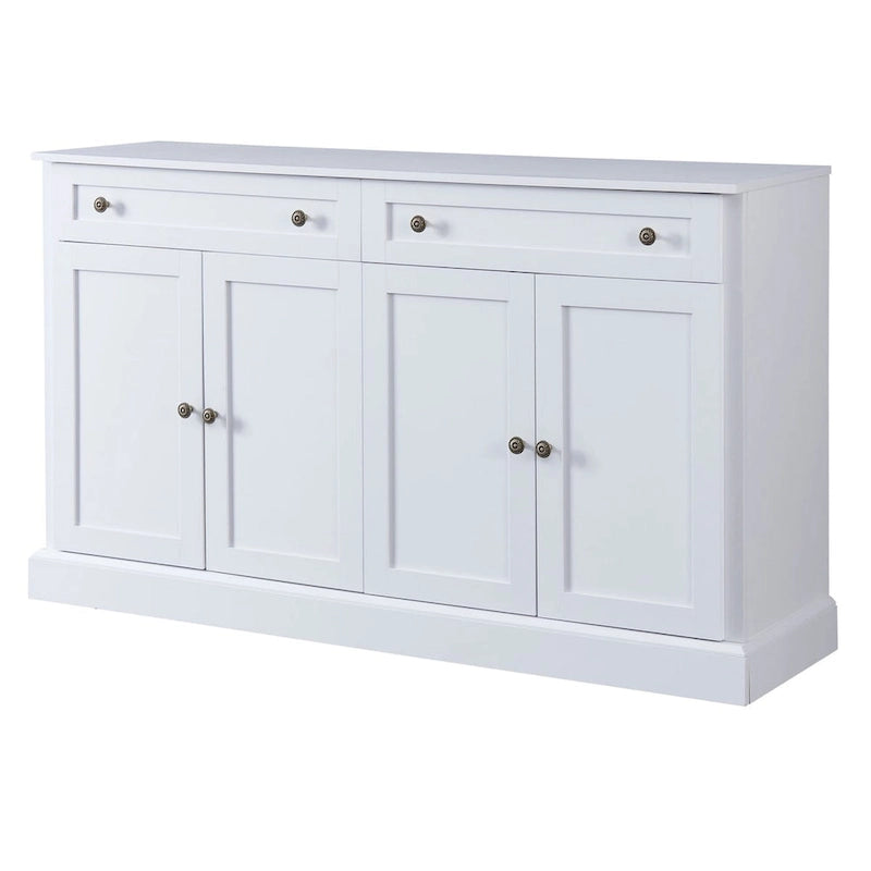 Buffet blanc moderne avec étagères réglables, plateau en MDF, 1 personne