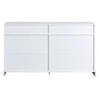 Buffet blanc moderne avec étagères réglables, plateau en MDF, 1 personne